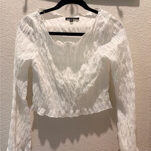 Kendall & Kylie White Textured Blouse